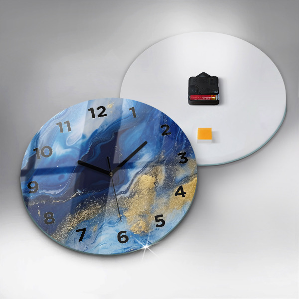 Orologio rotondo in vetro Marmo blu