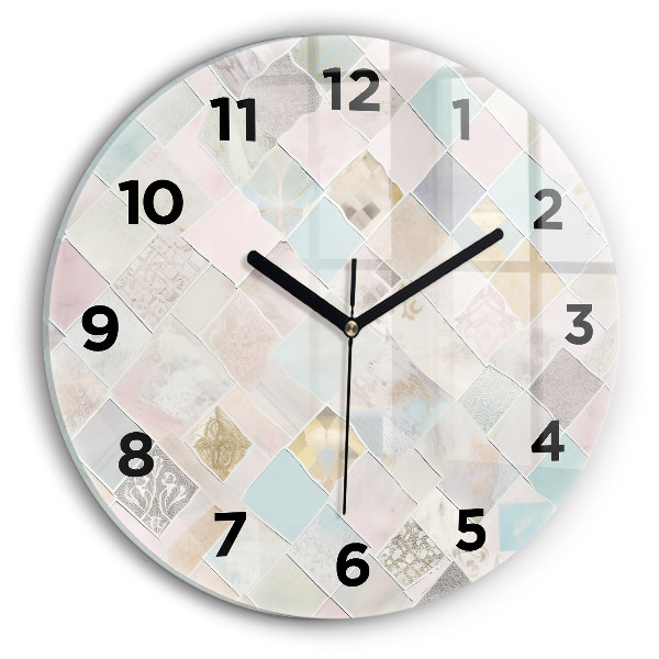 Orologio rotondo in vetro Piastrelle colorate