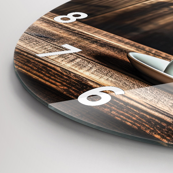 Orologio rotondo in vetro Una tazza di caffè