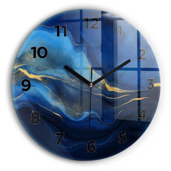 Orologio rotondo in vetro Marmo blu