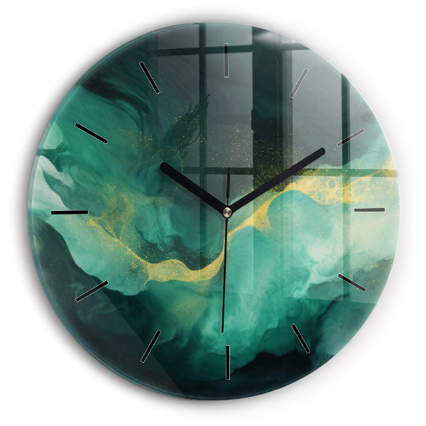 Orologio rotondo in vetro Marmo verde