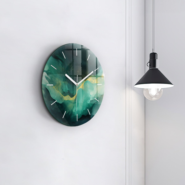 Orologio rotondo in vetro Marmo verde