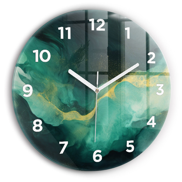 Orologio rotondo in vetro Marmo verde