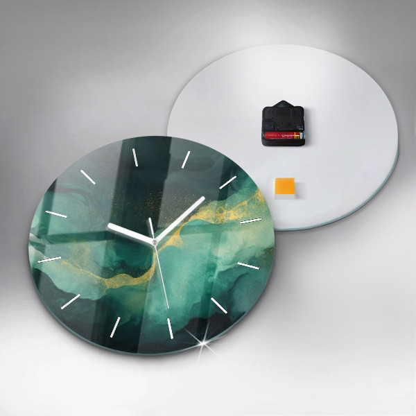 Orologio rotondo in vetro Marmo verde