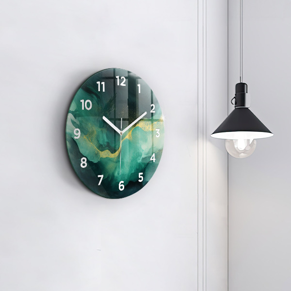 Orologio rotondo in vetro Marmo verde
