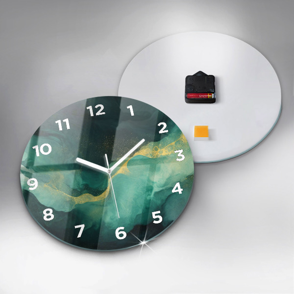 Orologio rotondo in vetro Marmo verde