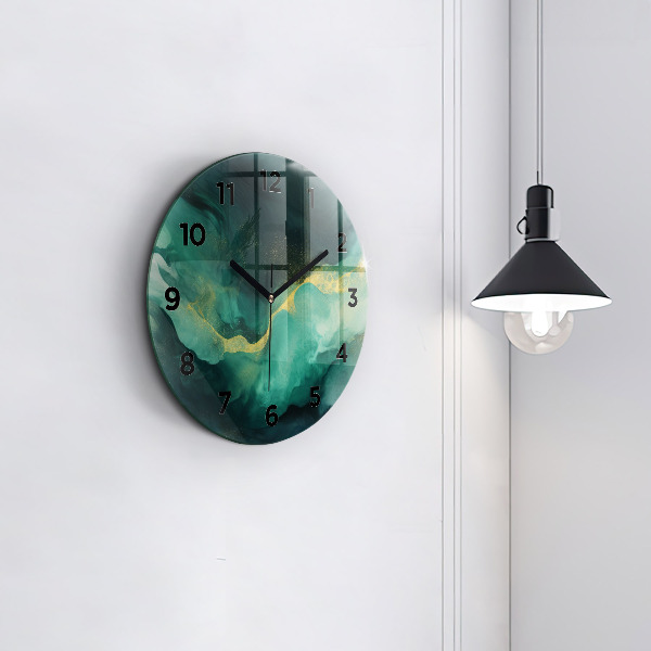 Orologio rotondo in vetro Marmo verde
