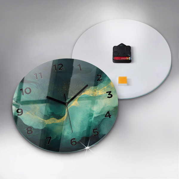 Orologio rotondo in vetro Marmo verde