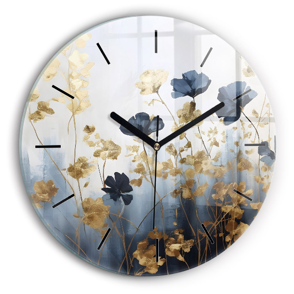 Orologio rotondo in vetro Fiori astratti