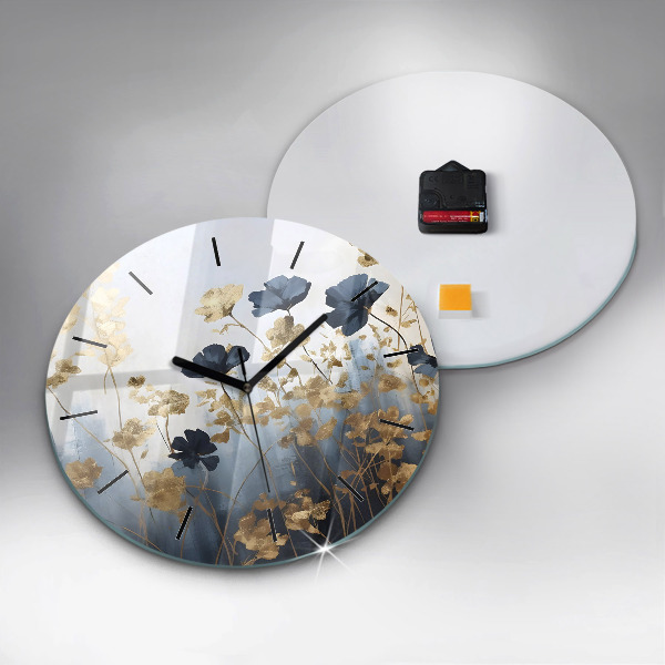 Orologio rotondo in vetro Fiori astratti
