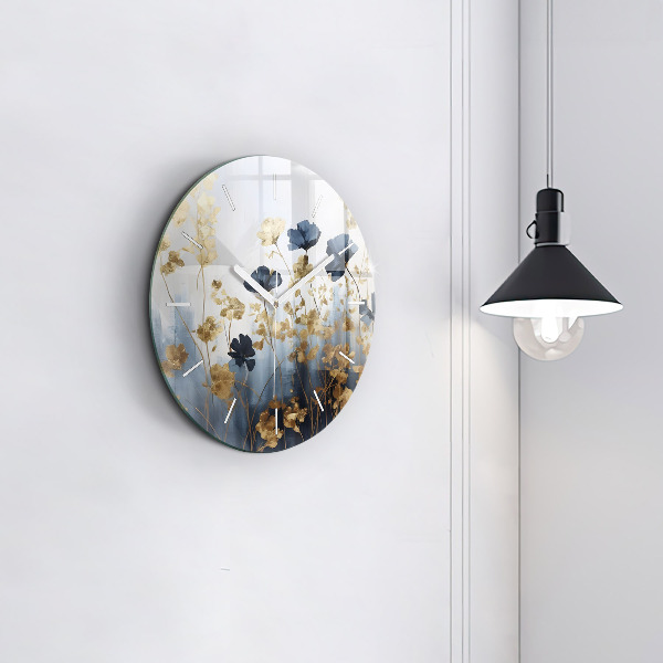 Orologio rotondo in vetro Fiori astratti