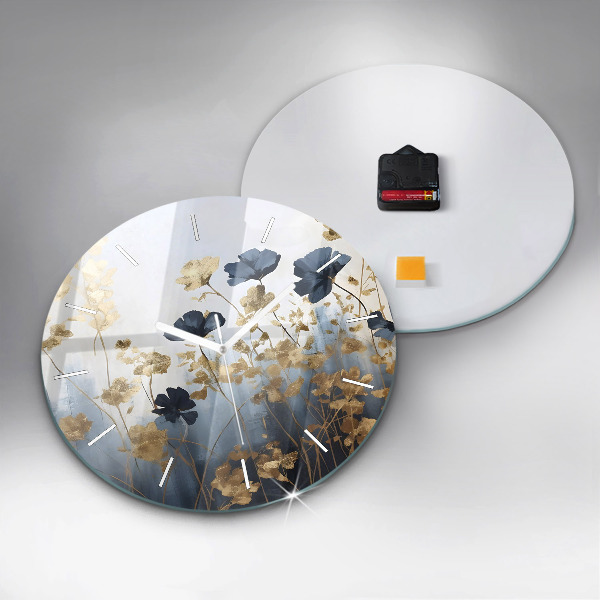 Orologio rotondo in vetro Fiori astratti