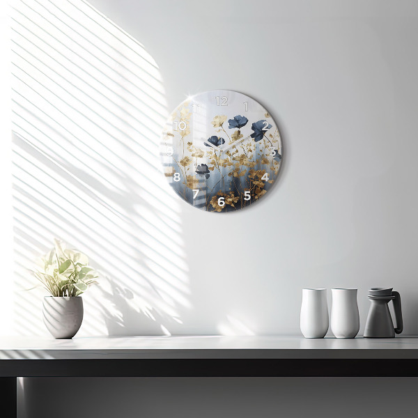 Orologio rotondo in vetro Fiori astratti