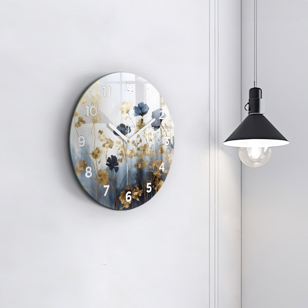 Orologio rotondo in vetro Fiori astratti