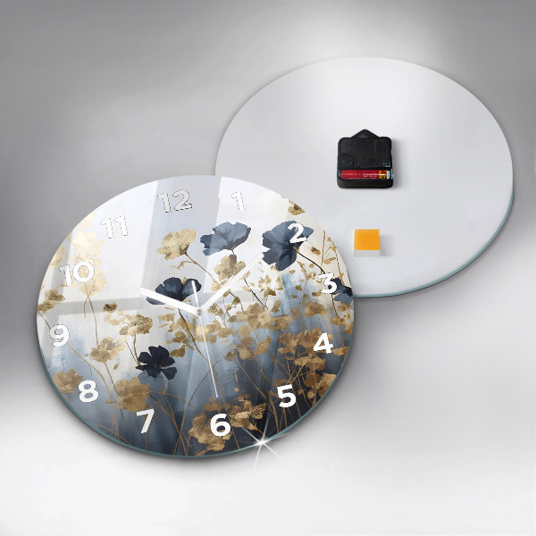 Orologio rotondo in vetro Fiori astratti