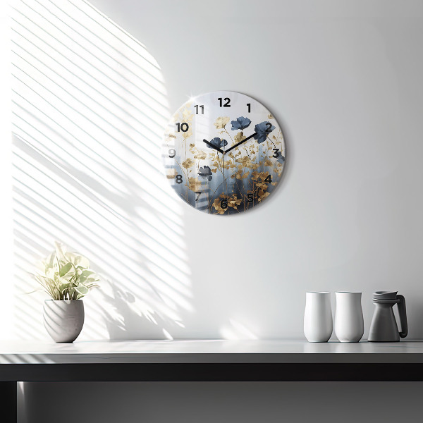 Orologio rotondo in vetro Fiori astratti