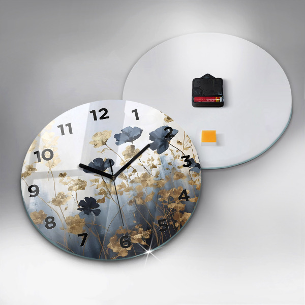 Orologio rotondo in vetro Fiori astratti