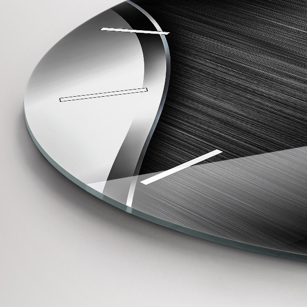 Orologio rotondo in vetro Linee nere e argentate