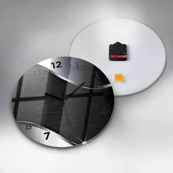 Orologio rotondo in vetro Linee nere e argentate