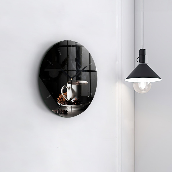 Orologio rotondo in vetro Una tazza di caffè