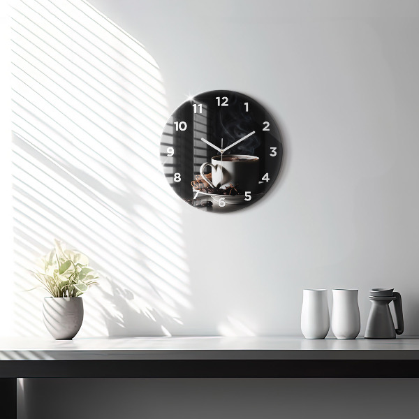 Orologio rotondo in vetro Una tazza di caffè