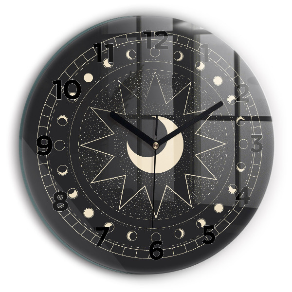 Orologio rotondo in vetro Fasi lunari