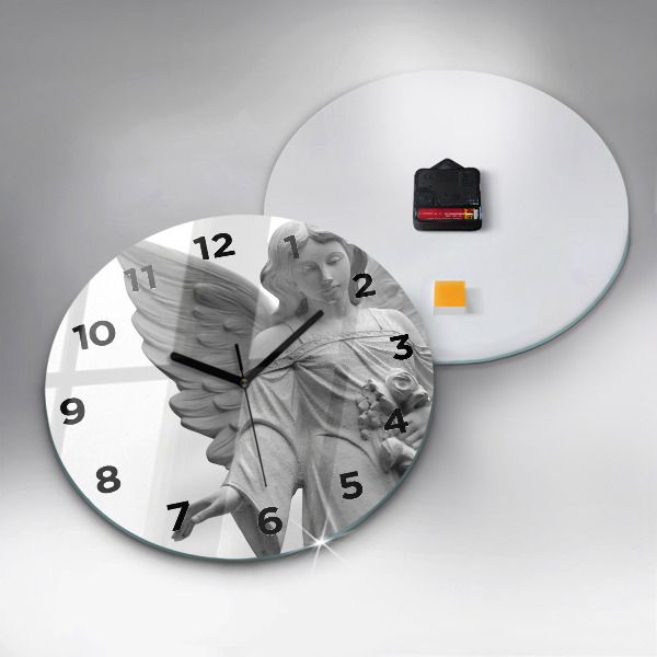 Orologio rotondo in vetro Scultura di un vecchio angelo