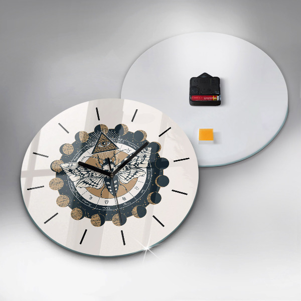 Orologio rotondo in vetro Fasi lunari e l'occhio