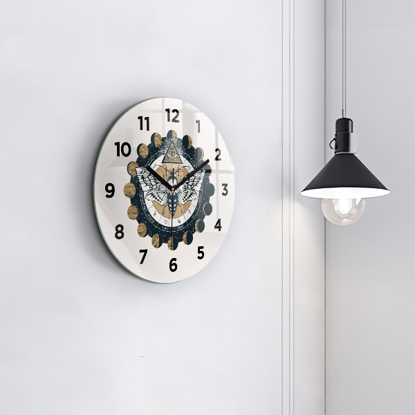 Orologio rotondo in vetro Fasi lunari e l'occhio