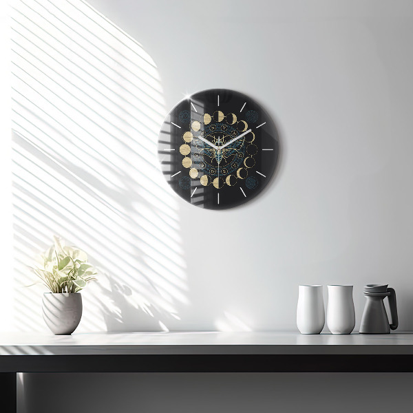 Orologio rotondo in vetro Fasi lunari e insetti