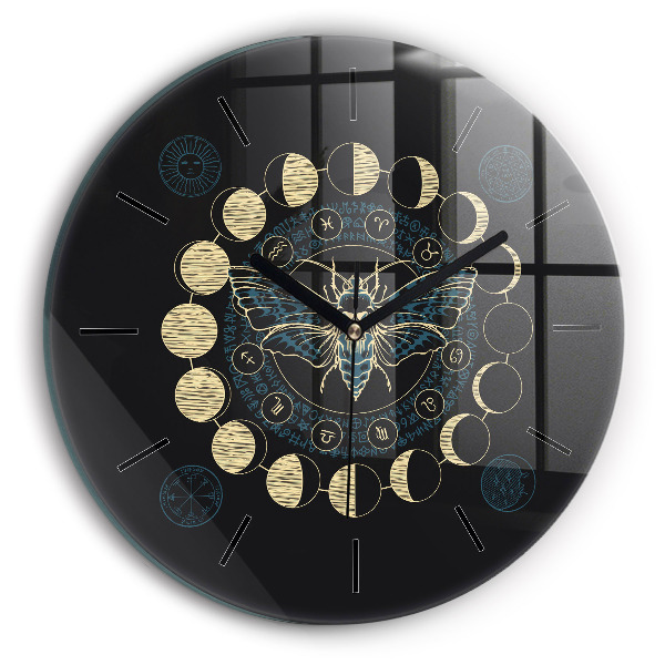 Orologio rotondo in vetro Fasi lunari e insetti