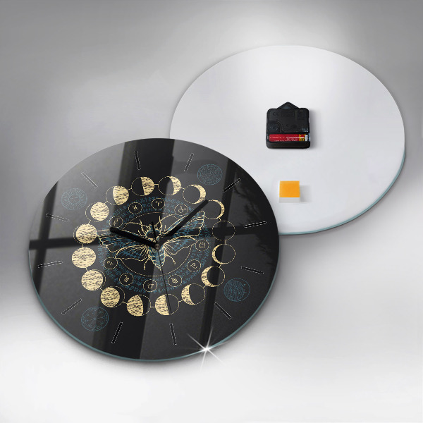Orologio rotondo in vetro Fasi lunari e insetti