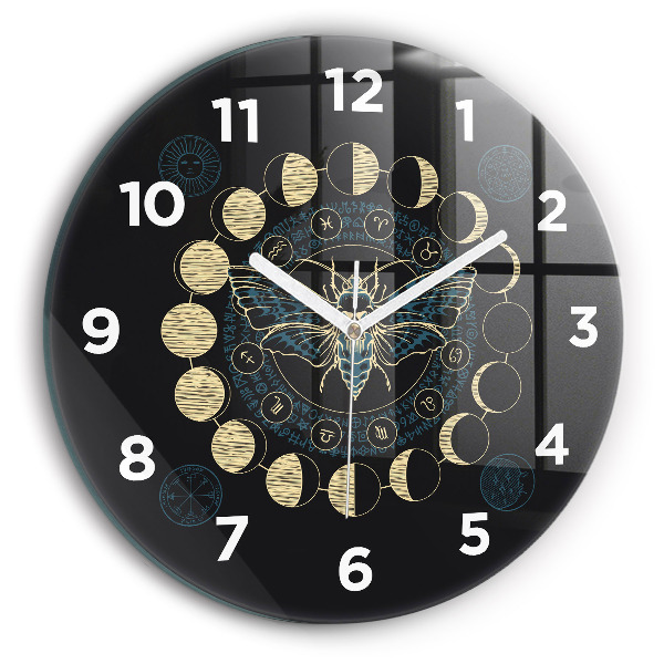 Orologio rotondo in vetro Fasi lunari e insetti