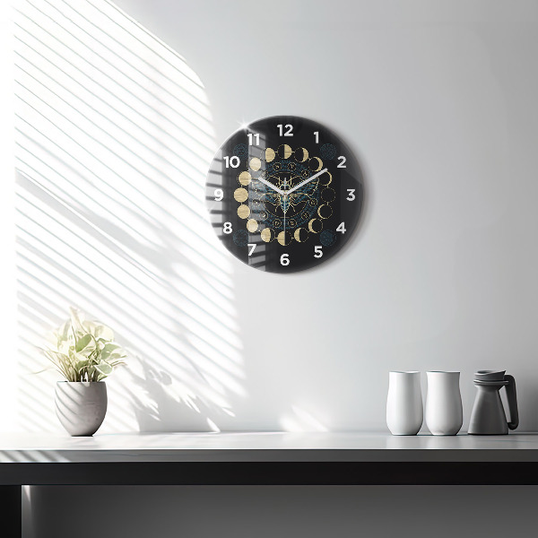 Orologio rotondo in vetro Fasi lunari e insetti