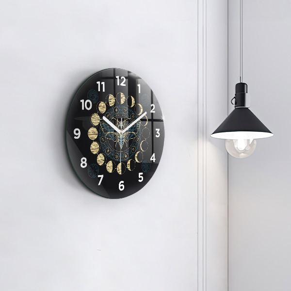 Orologio rotondo in vetro Fasi lunari e insetti