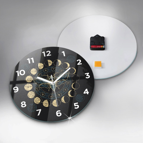Orologio rotondo in vetro Fasi lunari e insetti