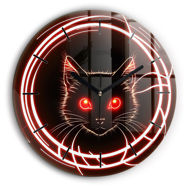 Orologio rotondo in vetro Gatto con gli occhi rossi
