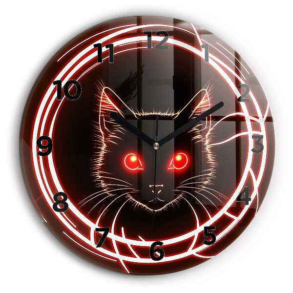 Orologio rotondo in vetro Gatto con gli occhi rossi