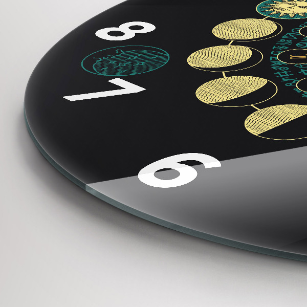 Orologio rotondo in vetro Fasi lunari e clessidra