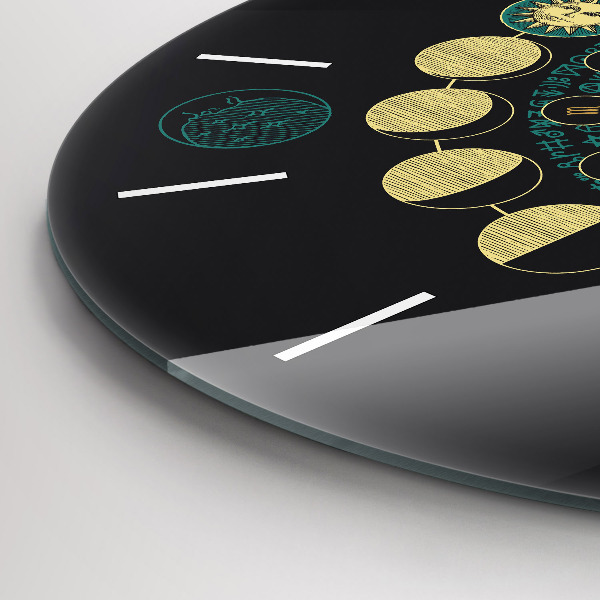 Orologio rotondo in vetro Fasi lunari e clessidra