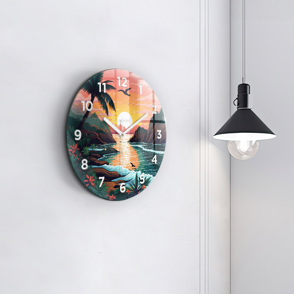 Orologio rotondo in vetro Tramonto da favola