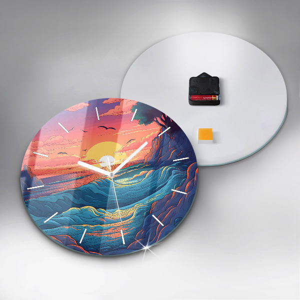 Orologio rotondo in vetro Onde e oceano da favola
