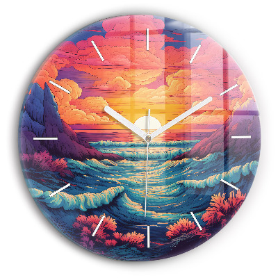 Orologio rotondo in vetro Oceano e cielo da favola