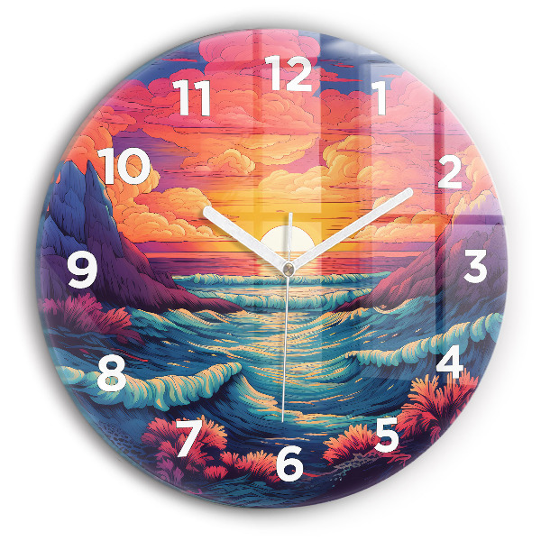 Orologio rotondo in vetro Oceano e cielo da favola