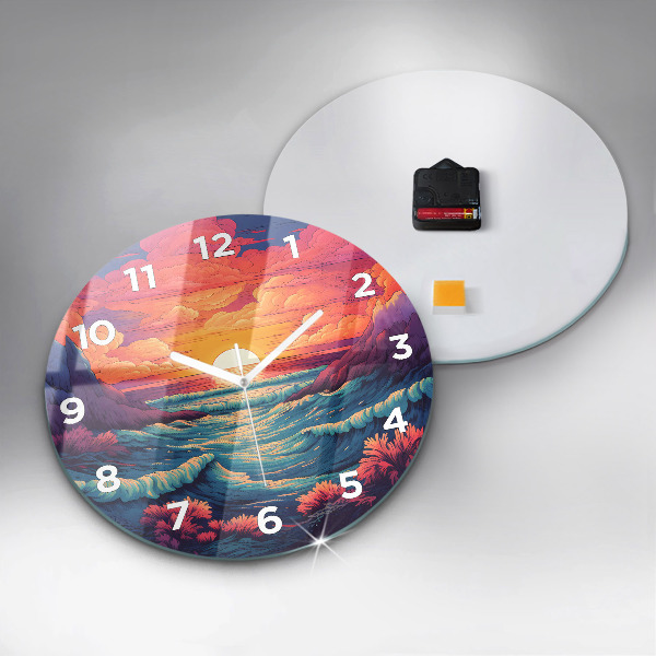 Orologio rotondo in vetro Oceano e cielo da favola