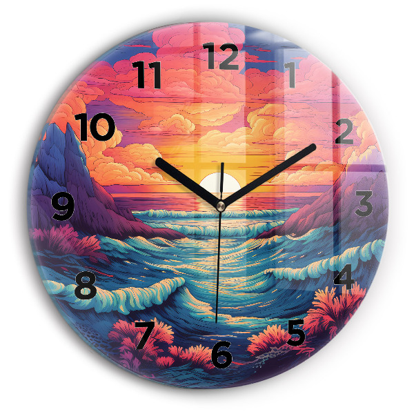 Orologio rotondo in vetro Oceano e cielo da favola