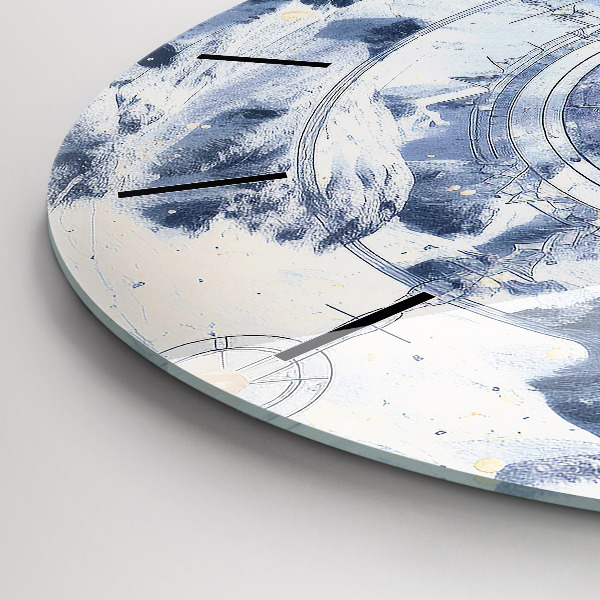 Orologio rotondo in vetro Disegni blu