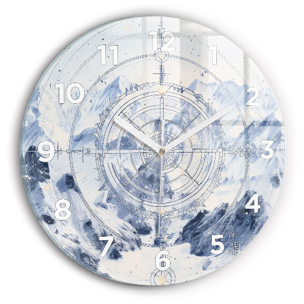 Orologio rotondo in vetro Disegni blu