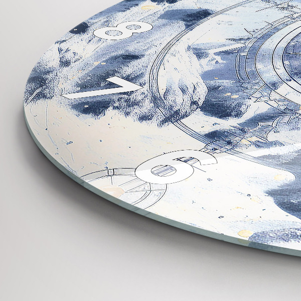 Orologio rotondo in vetro Disegni blu