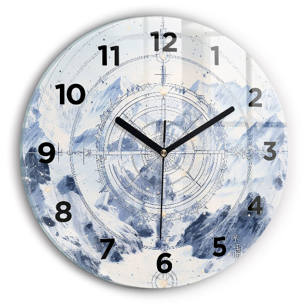 Orologio rotondo in vetro Disegni blu